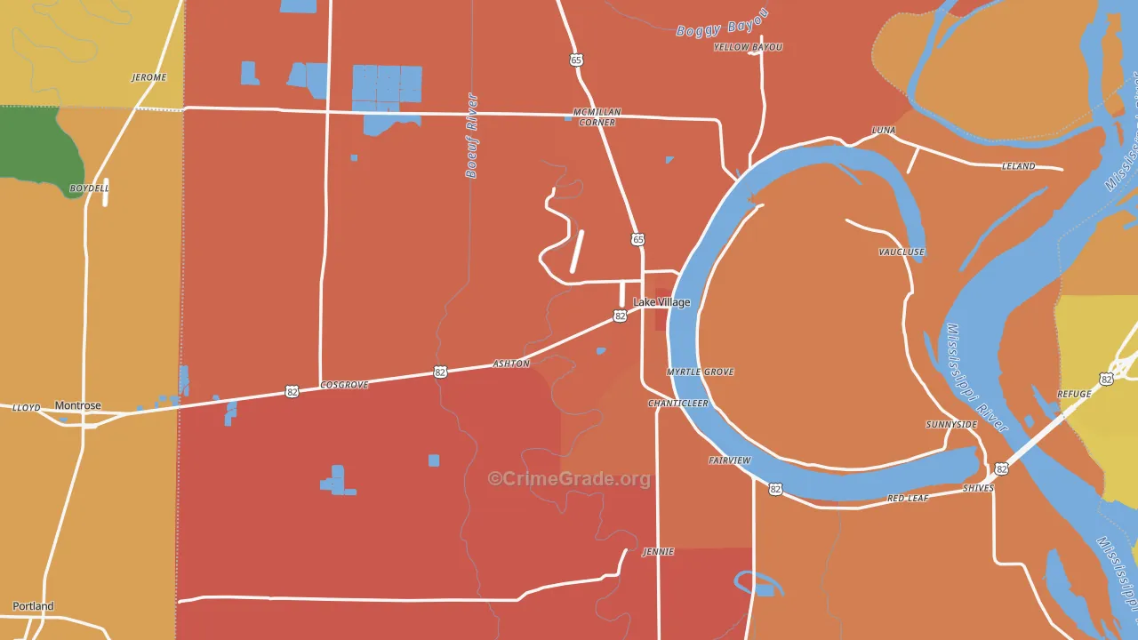 Chicot County, AR Map of Murder Rates