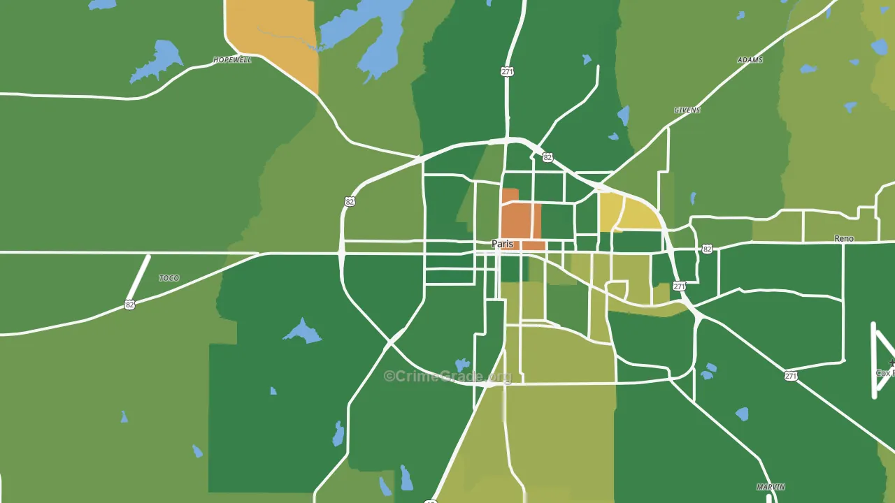 Chicota, TX Map of Murder Rates