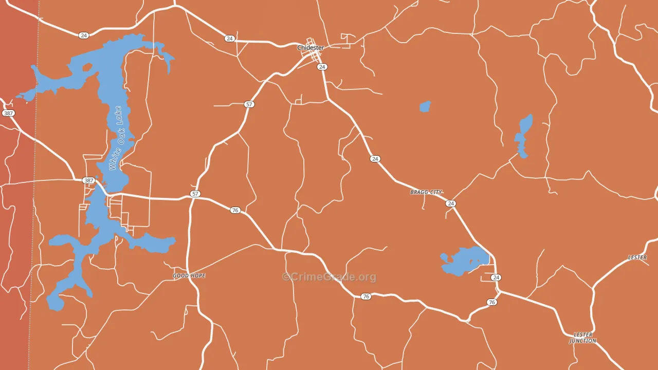 Chidester, AR Map of Murder Rates