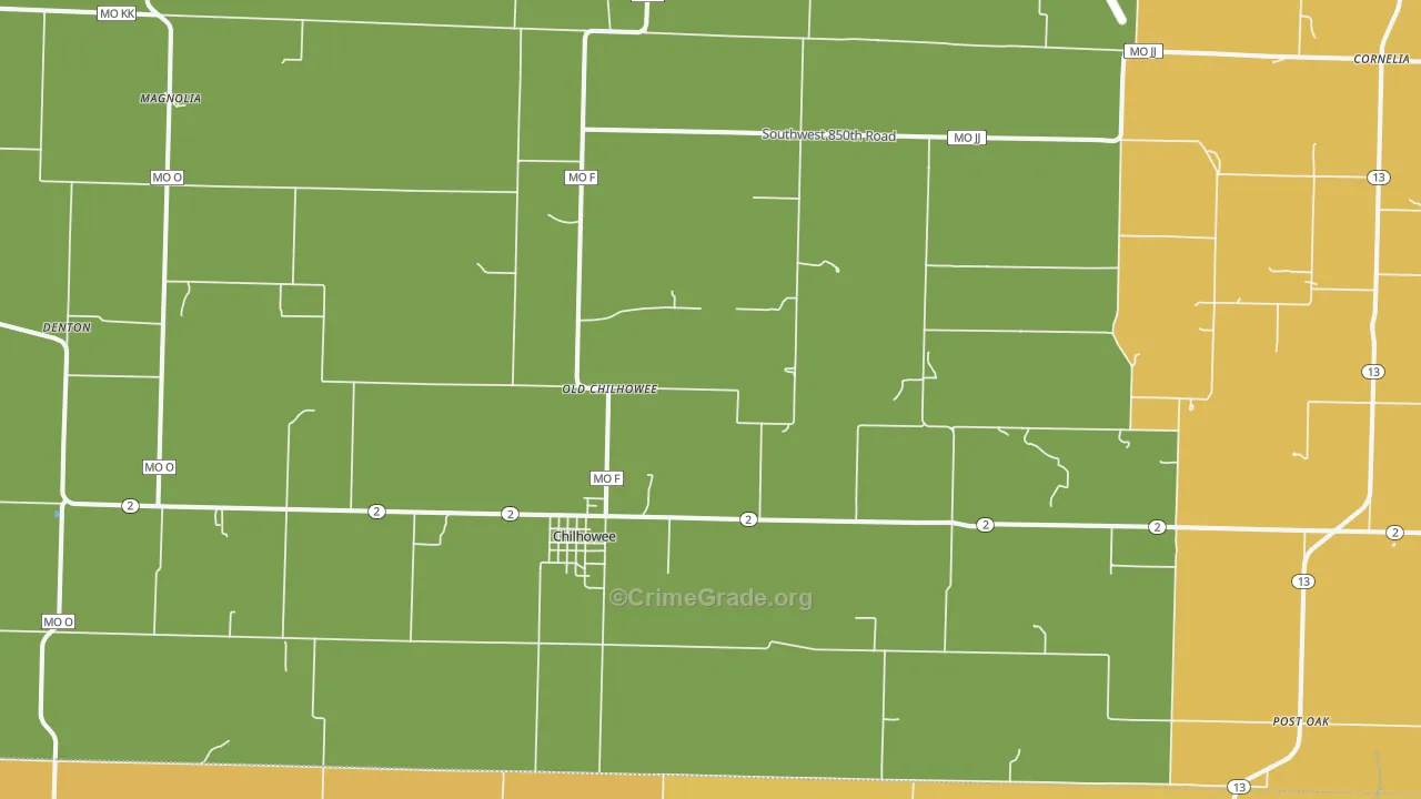 Chilhowee, MO Map of Murder Rates