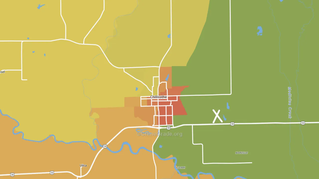 Chillicothe, MO Map of Murder Rates