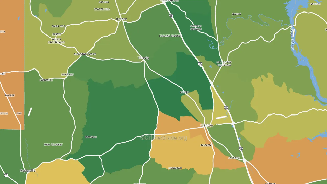 Chilton County, AL Map of Murder Rates