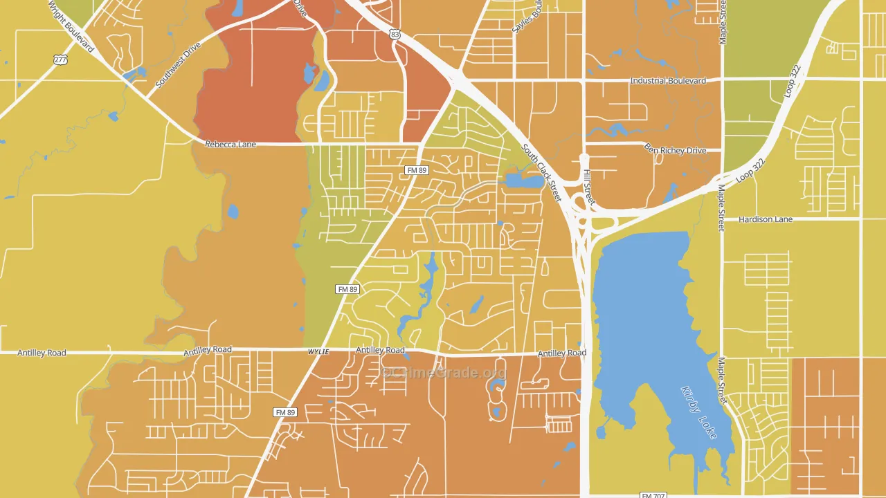 Chimney Rock Area, Abilene, TX Map of Murder Rates