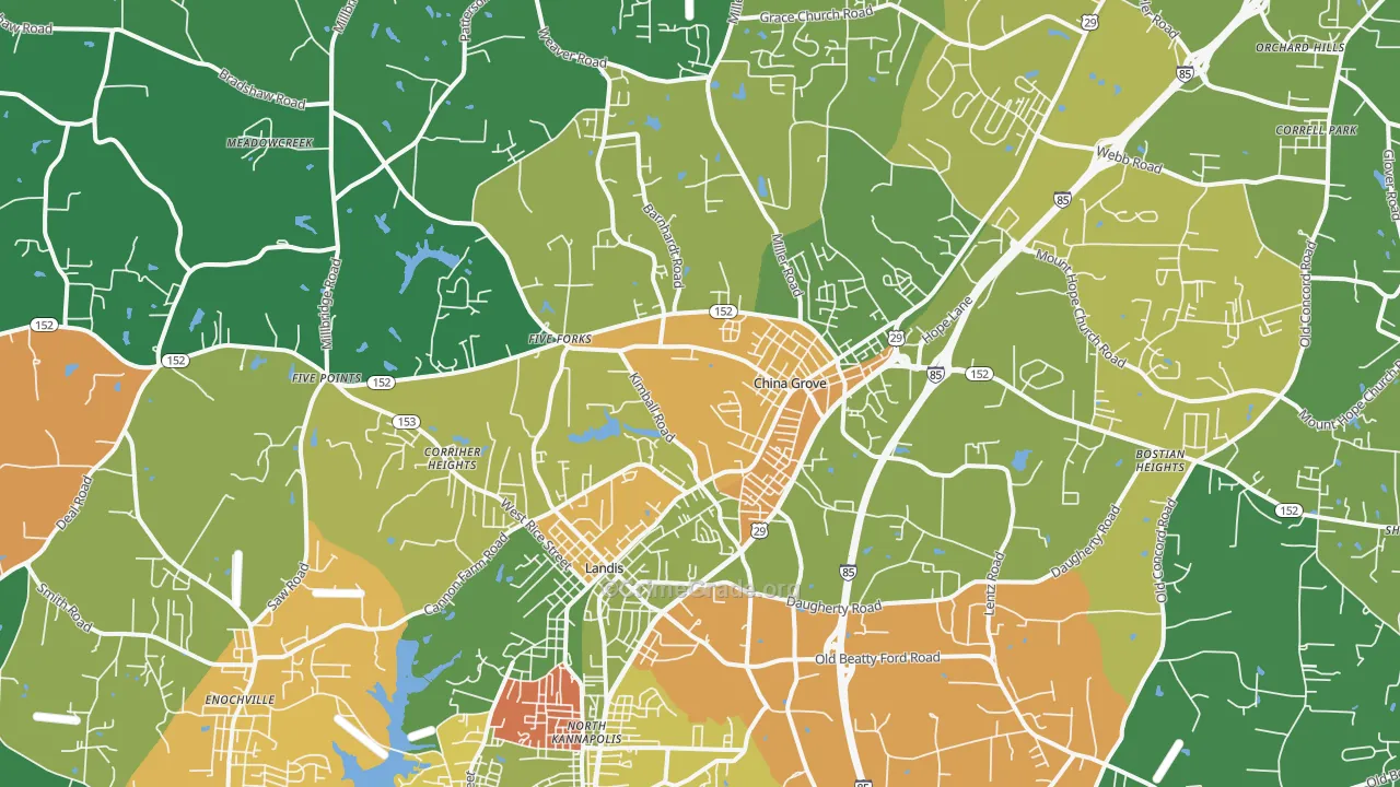 China Grove, NC Map of Murder Rates