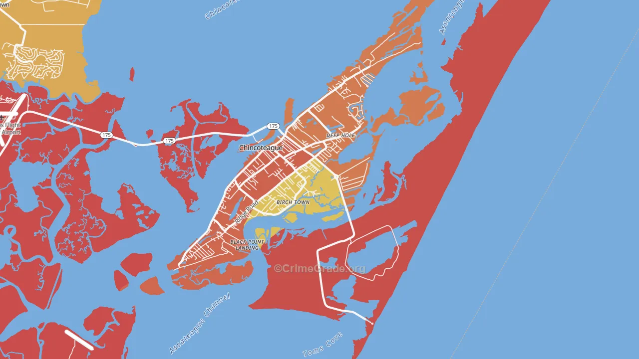 Chincoteague Island, VA Map of Murder Rates