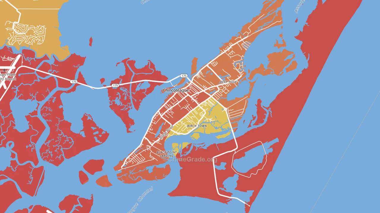 Chincoteague, VA Map of Murder Rates