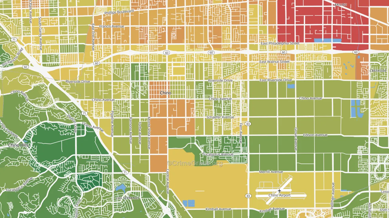 Chino, CA Map of Murder Rates