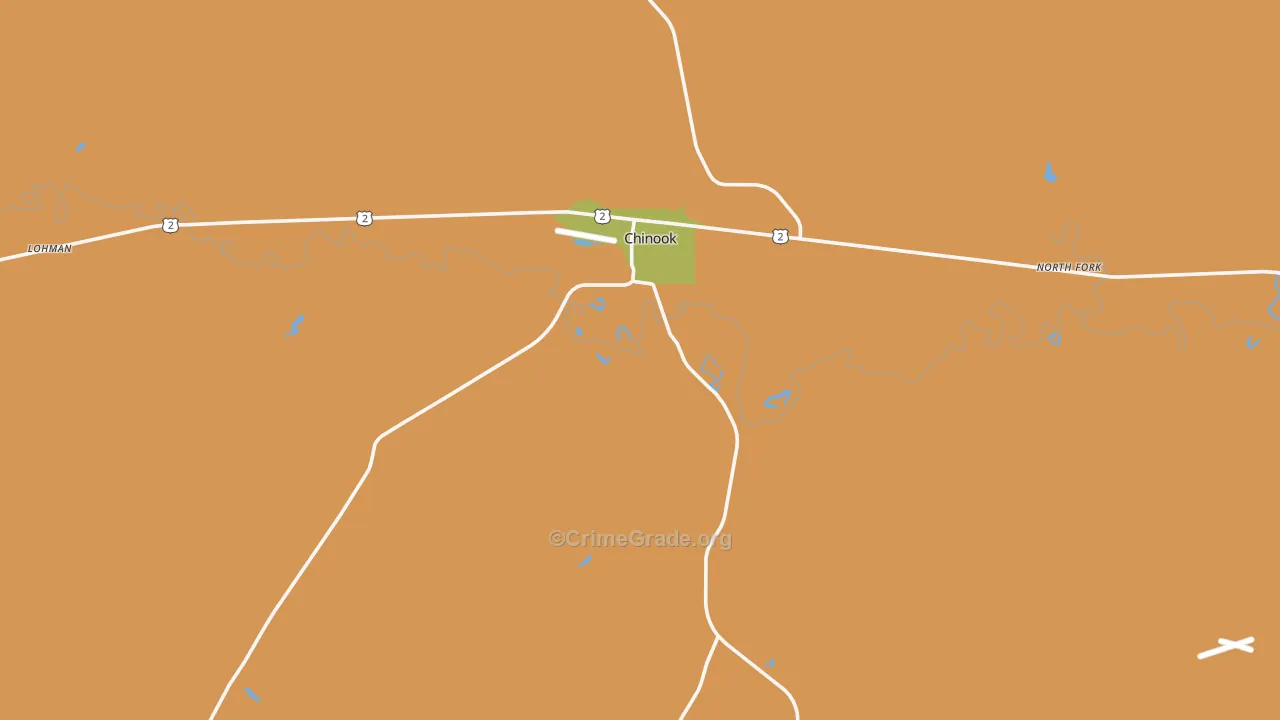 Chinook, MT Map of Murder Rates