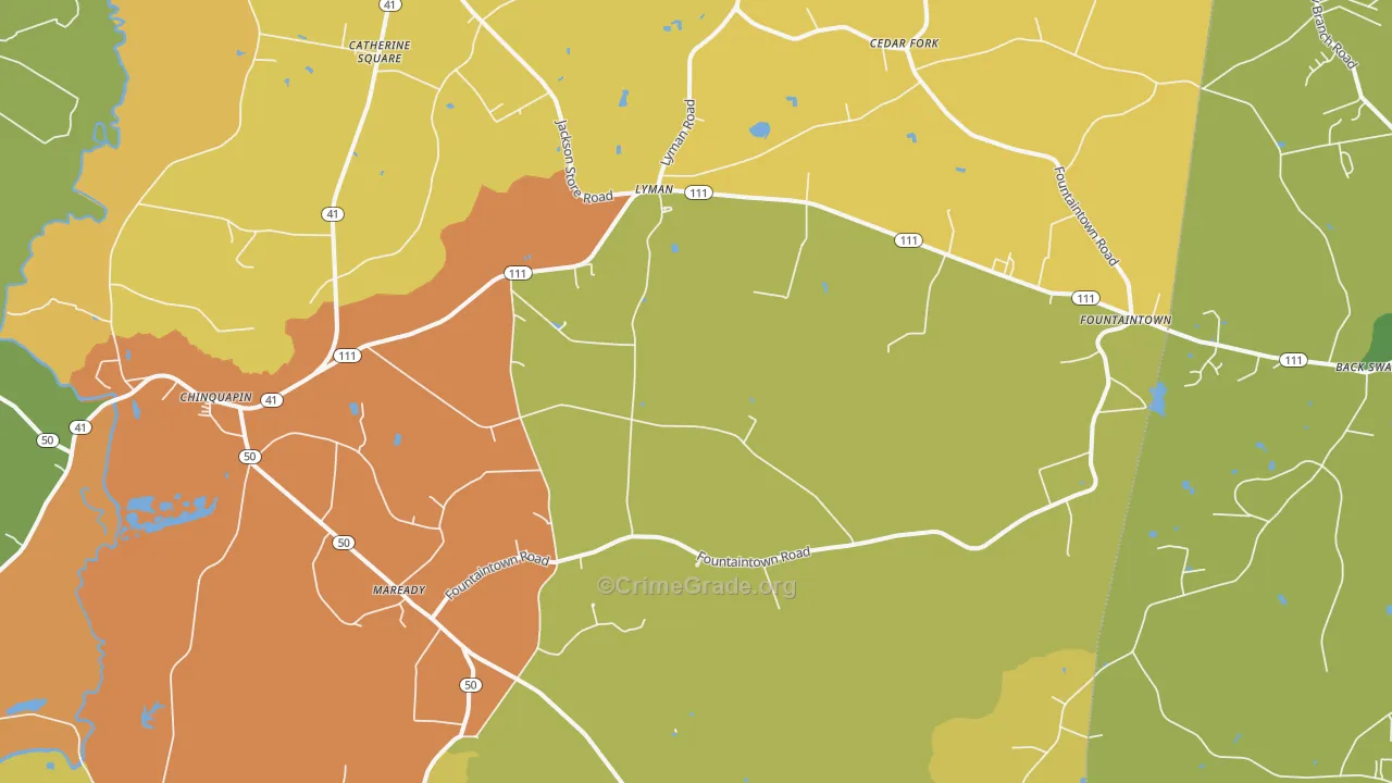 Chinquapin, NC Map of Murder Rates