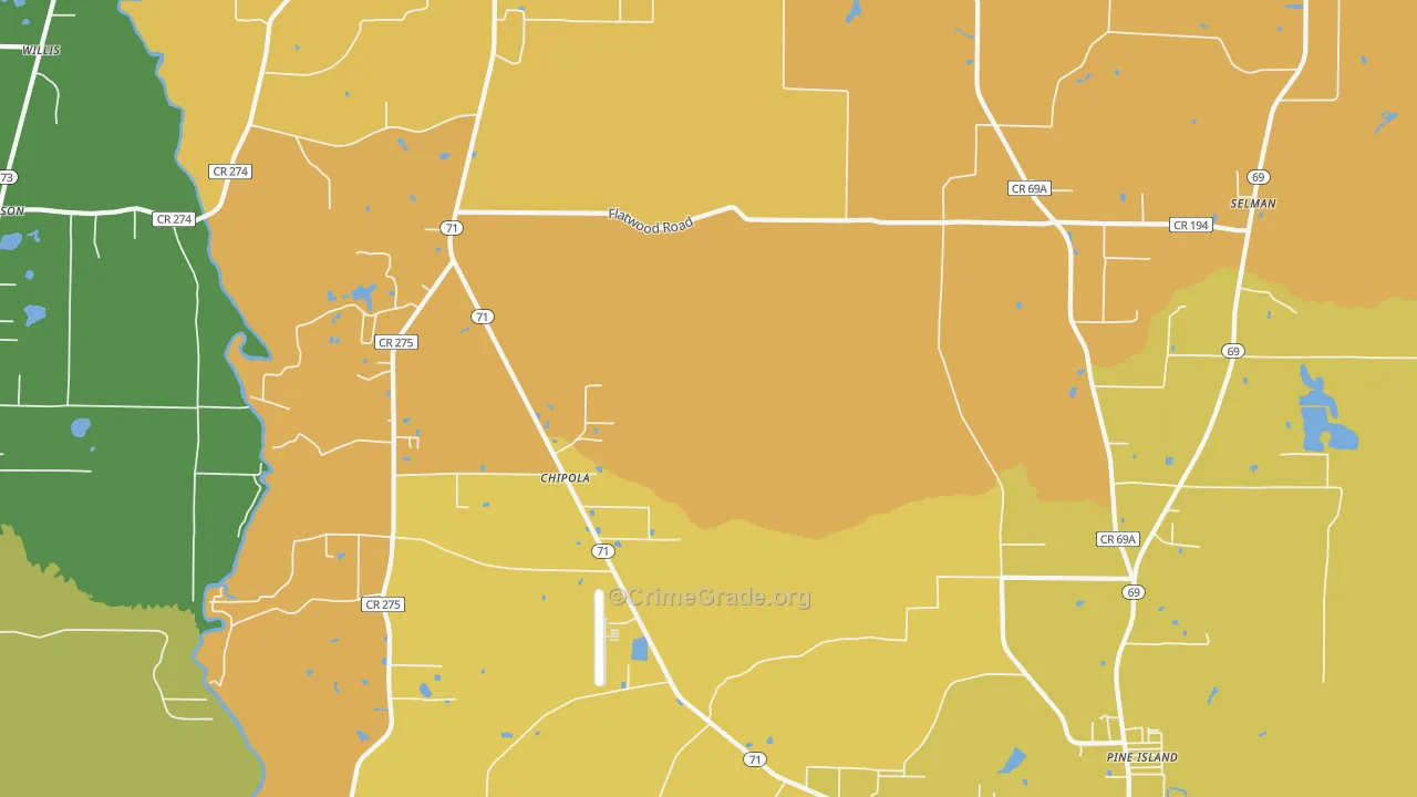 Chipola, FL Map of Murder Rates