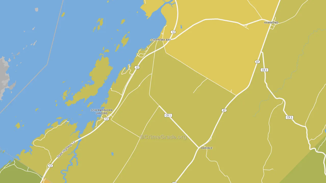 Chippewa Bay, NY Map of Murder Rates