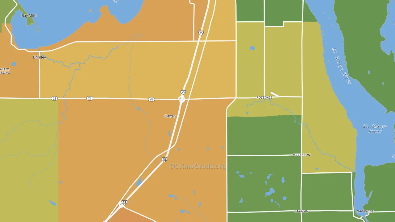Chippewa County, MI Map of Murder Rates