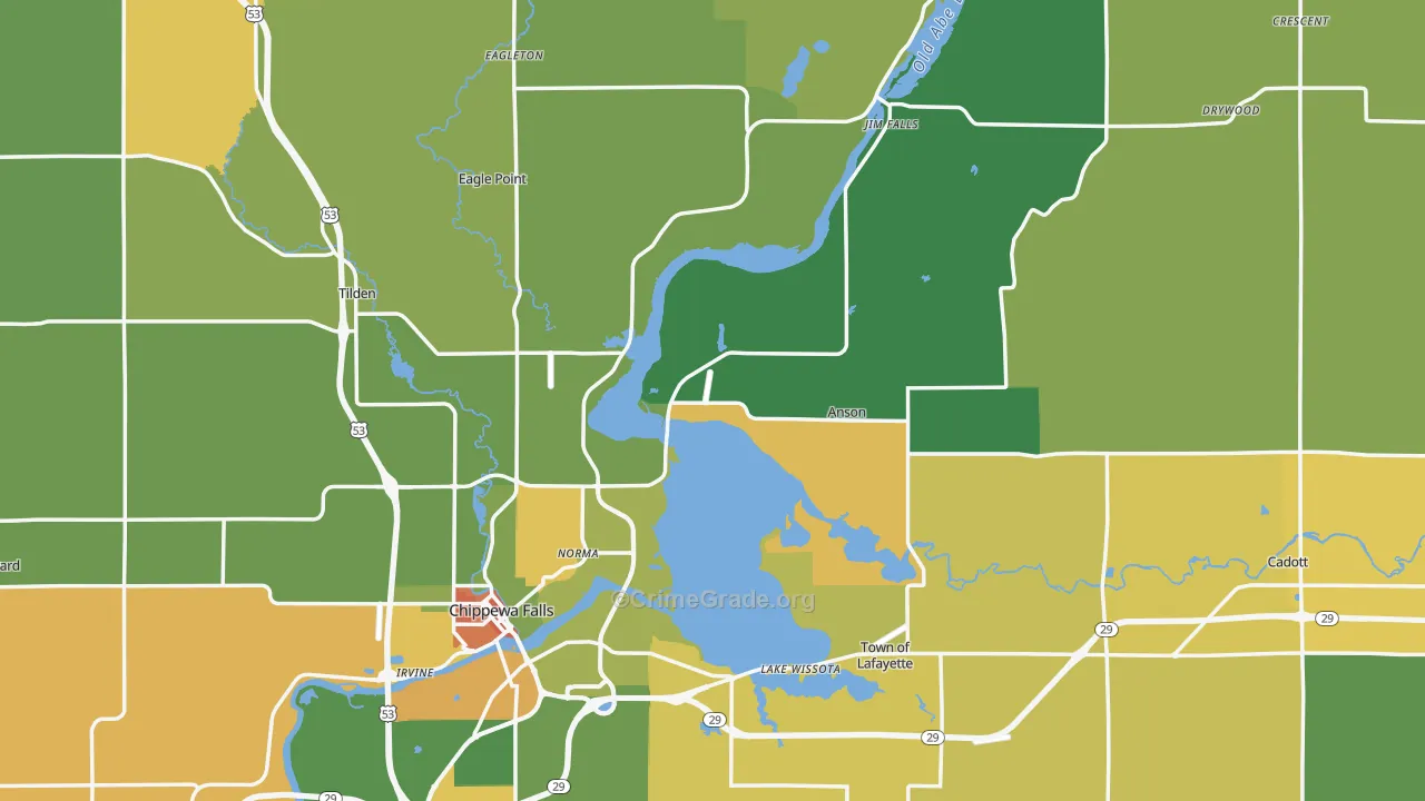Chippewa County, WI Map of Murder Rates
