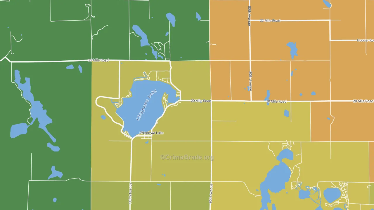 Chippewa Lake, MI Map of Murder Rates