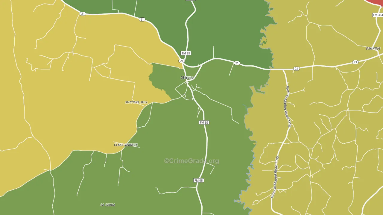 Chireno, TX Map of Murder Rates