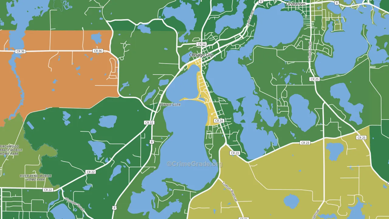 Chisago City, MN Map of Murder Rates