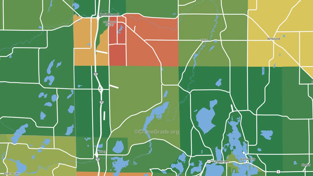 Chisago County, MN Map of Murder Rates