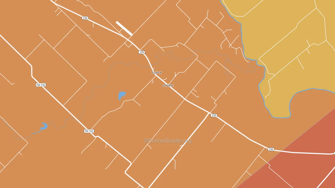 Choate, TX Map of Murder Rates