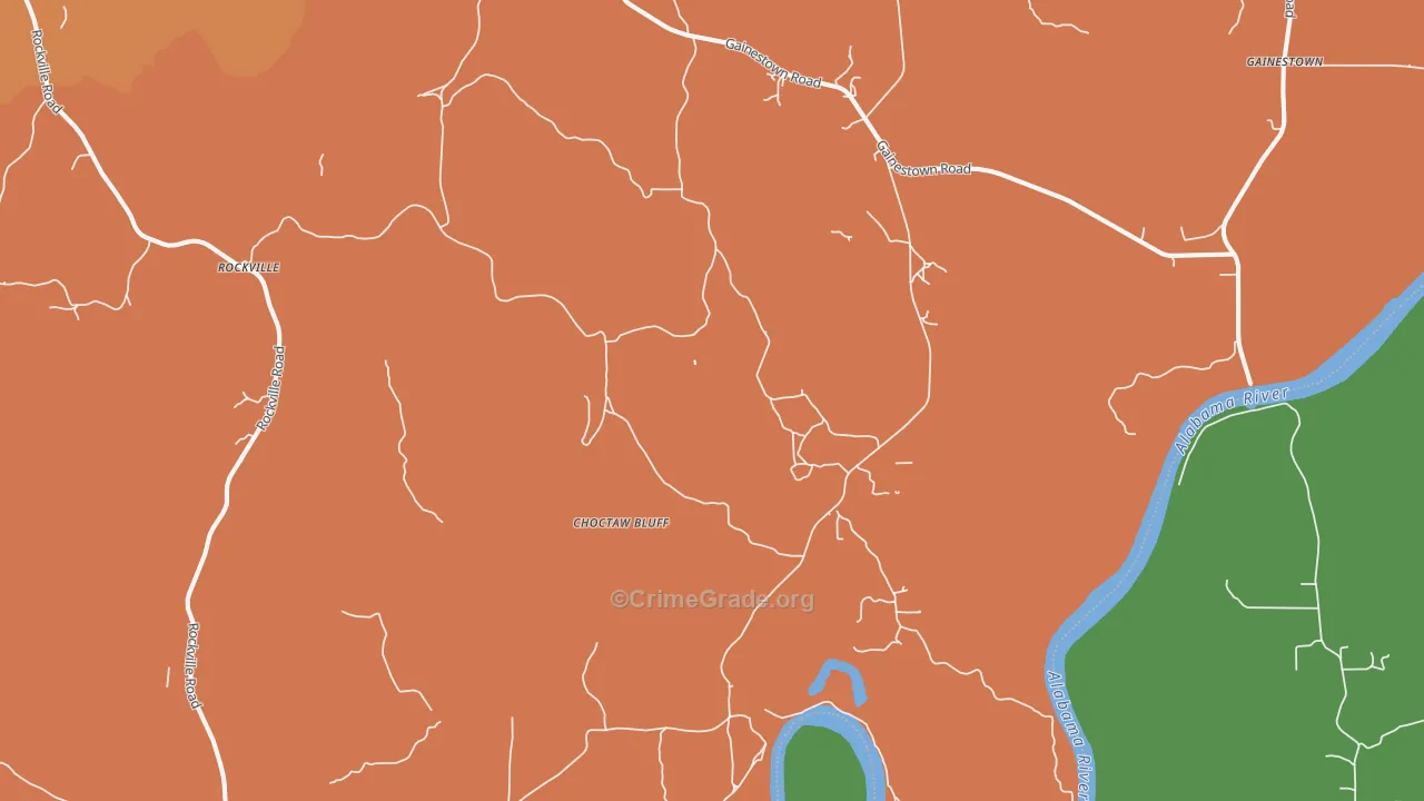 Choctaw Bluff, AL Map of Murder Rates