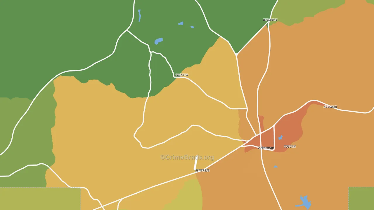 Choctaw County, MS Map of Murder Rates