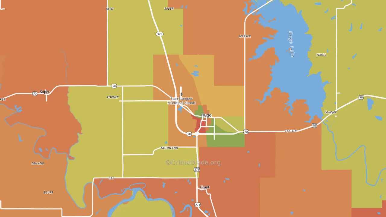 Choctaw County, OK Map of Murder Rates