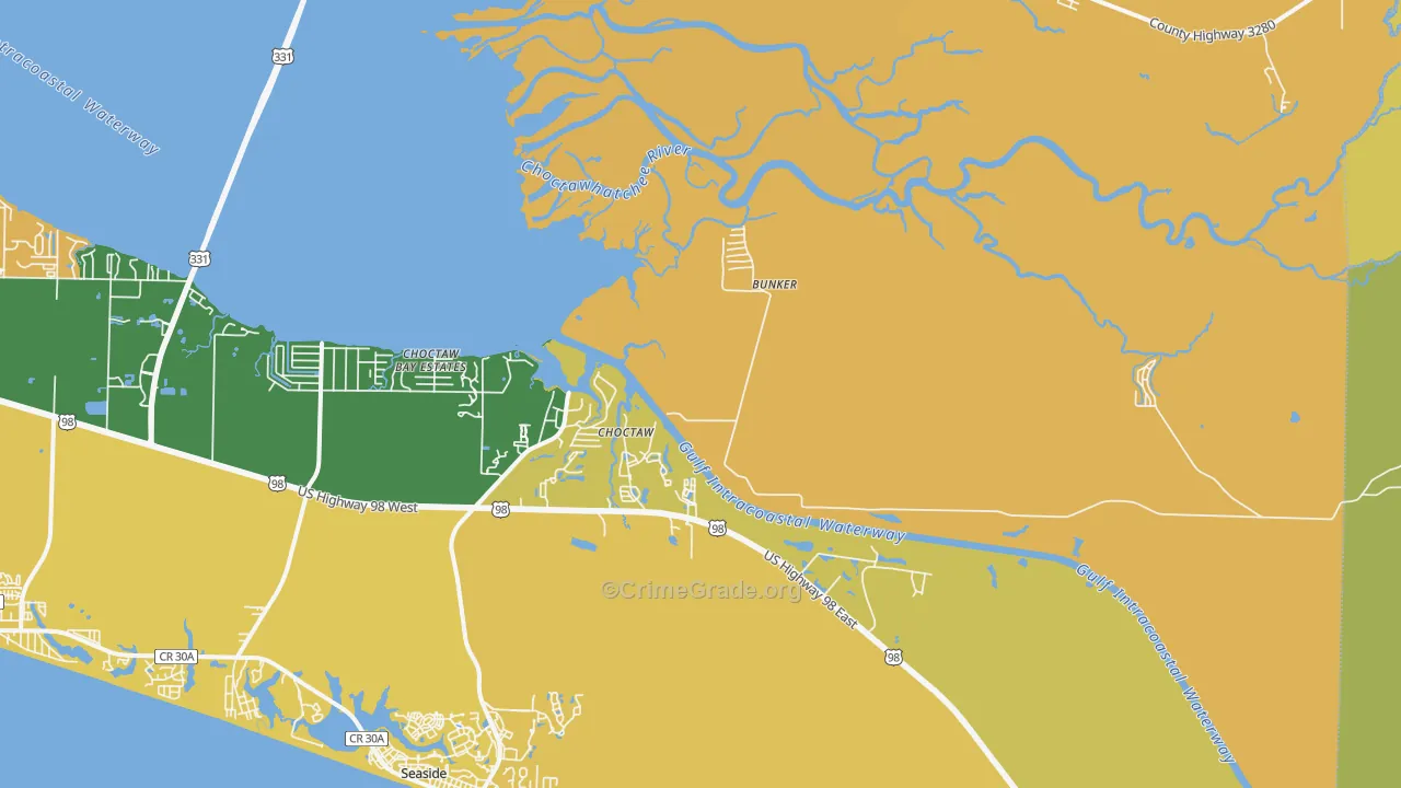 Choctaw, FL Map of Murder Rates