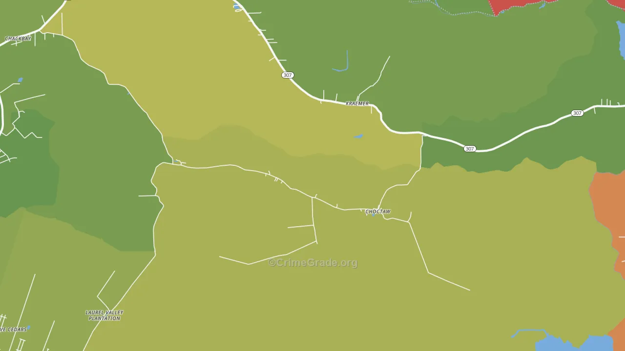 Choctaw, LA Map of Murder Rates