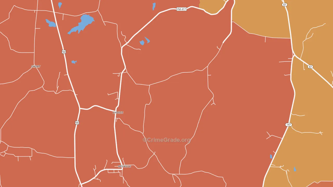 Choice, TX Map of Murder Rates