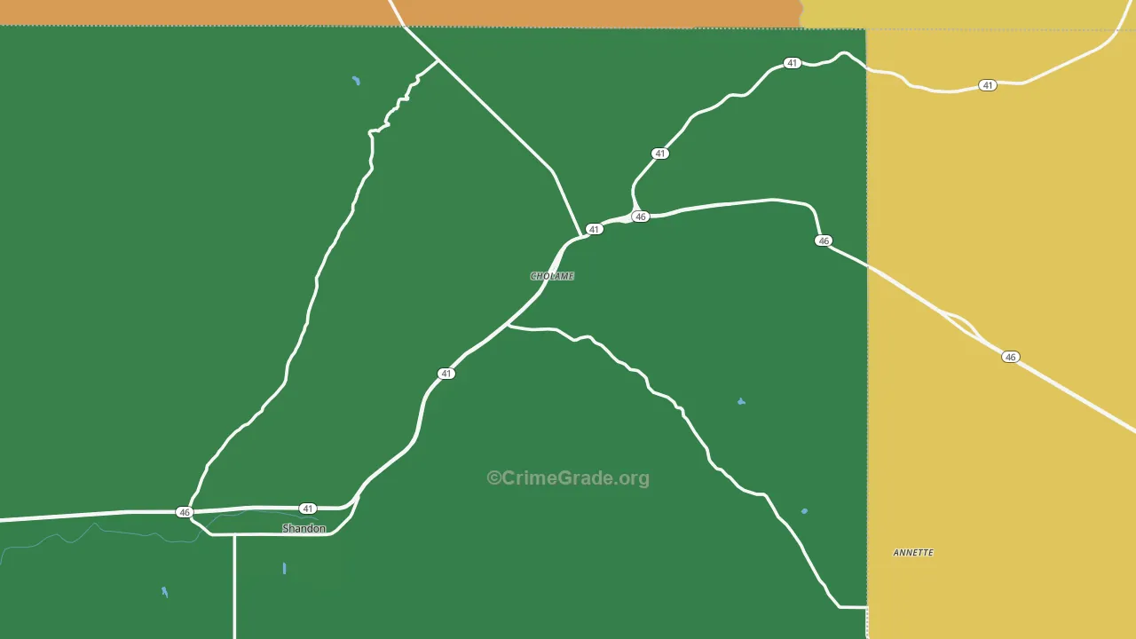 Cholame, CA Map of Murder Rates