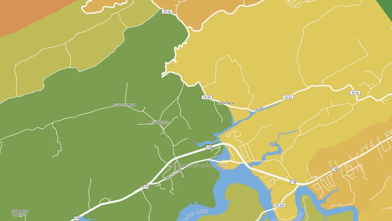 Choptack, TN Map of Murder Rates