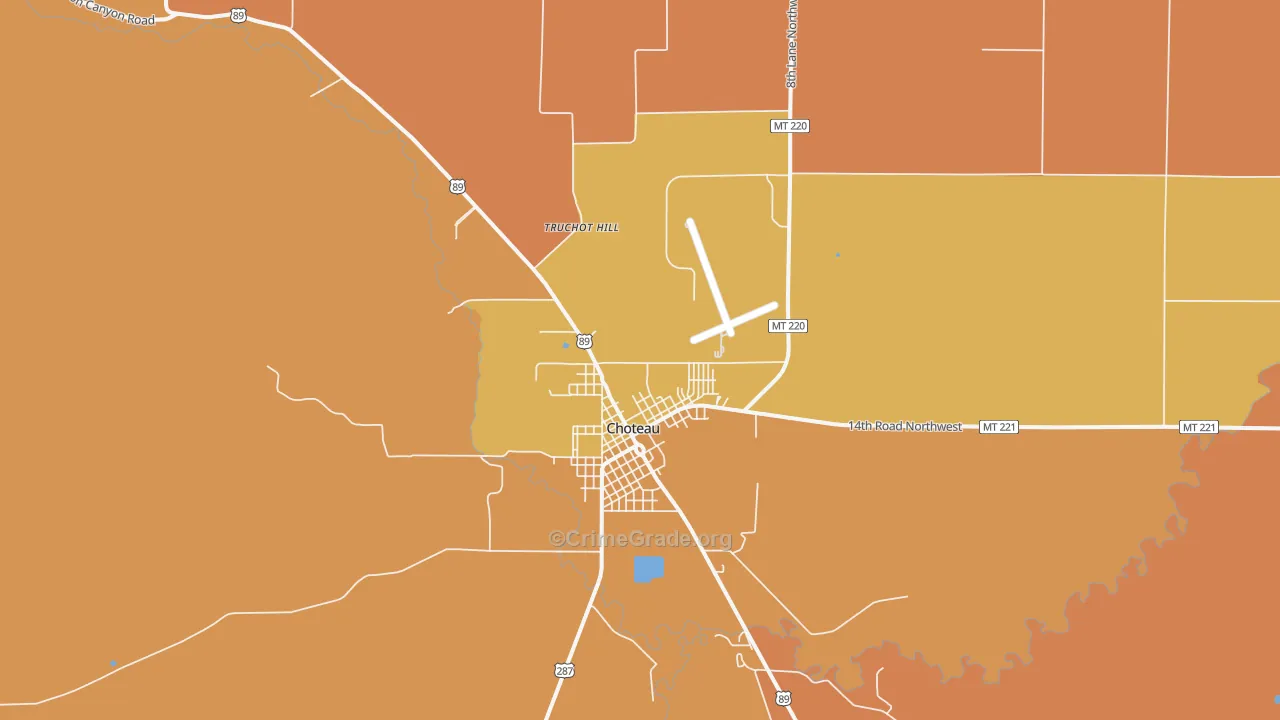 Choteau Junction, MT Map of Murder Rates