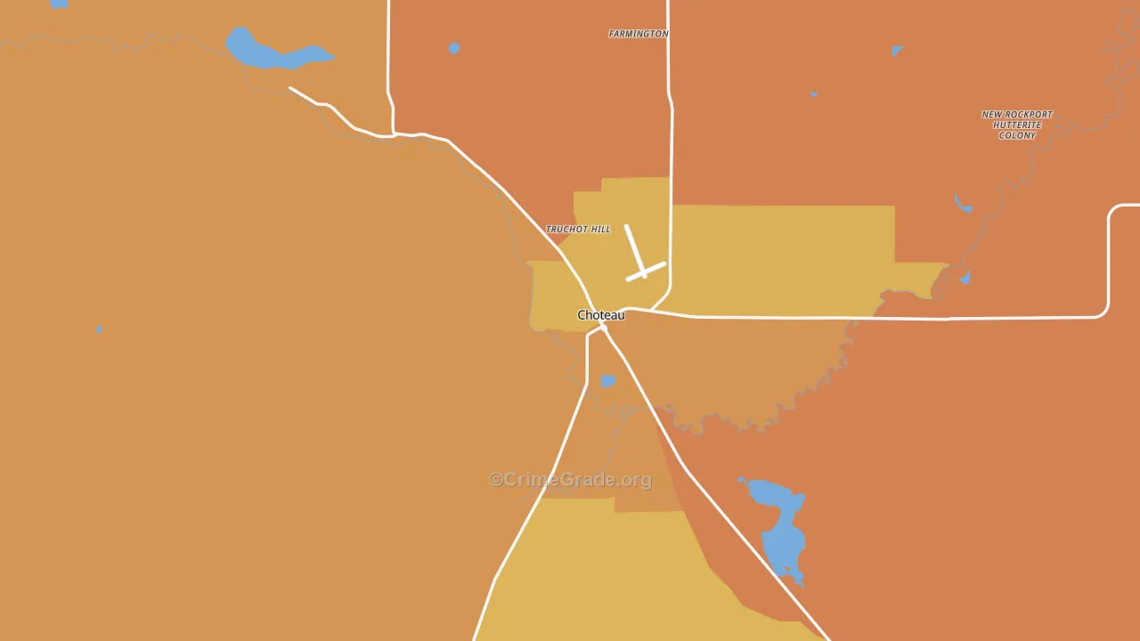 Choteau, MT Map of Murder Rates