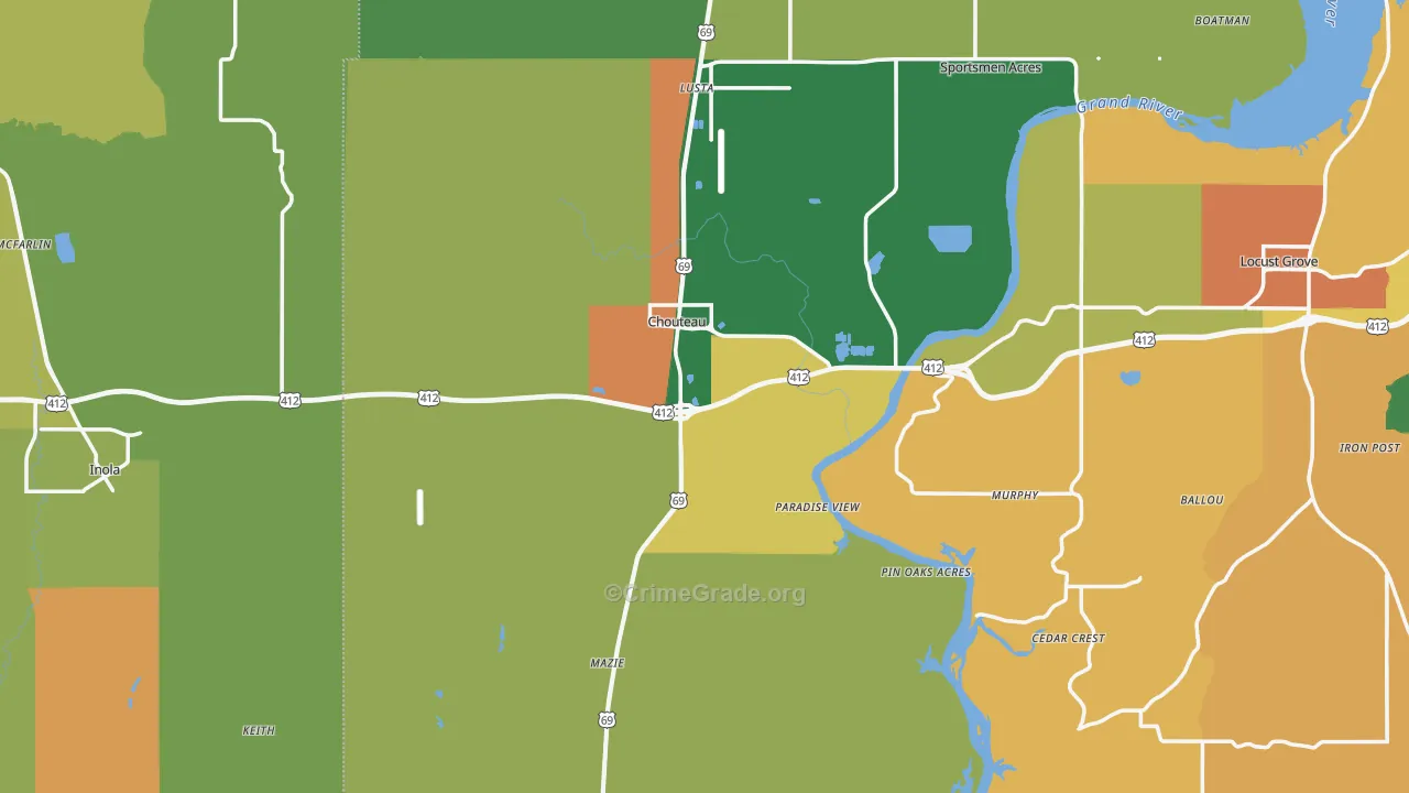 Chouteau, OK Map of Murder Rates