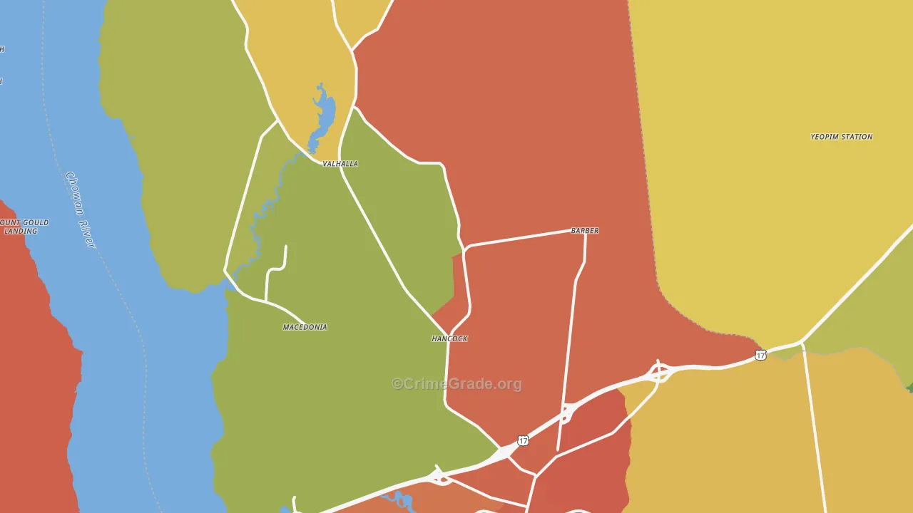Chowan County, NC Map of Murder Rates
