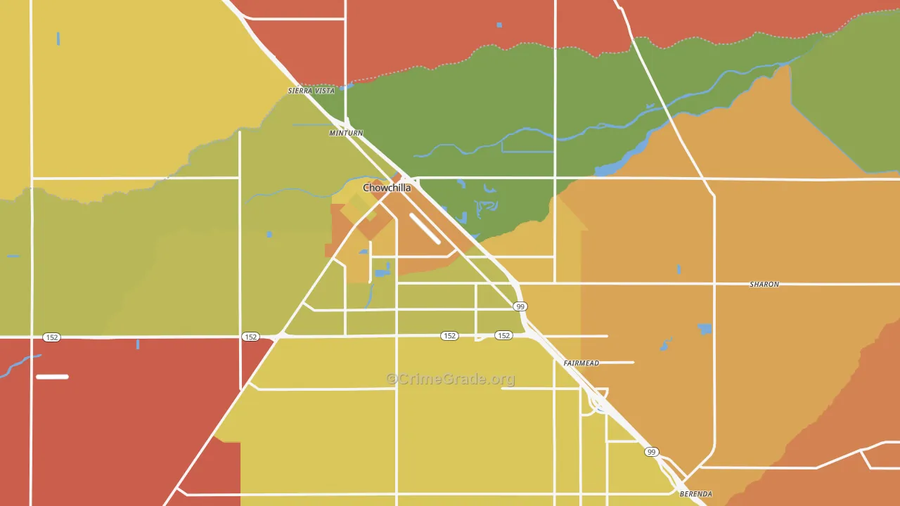 Chowchilla, CA Map of Murder Rates