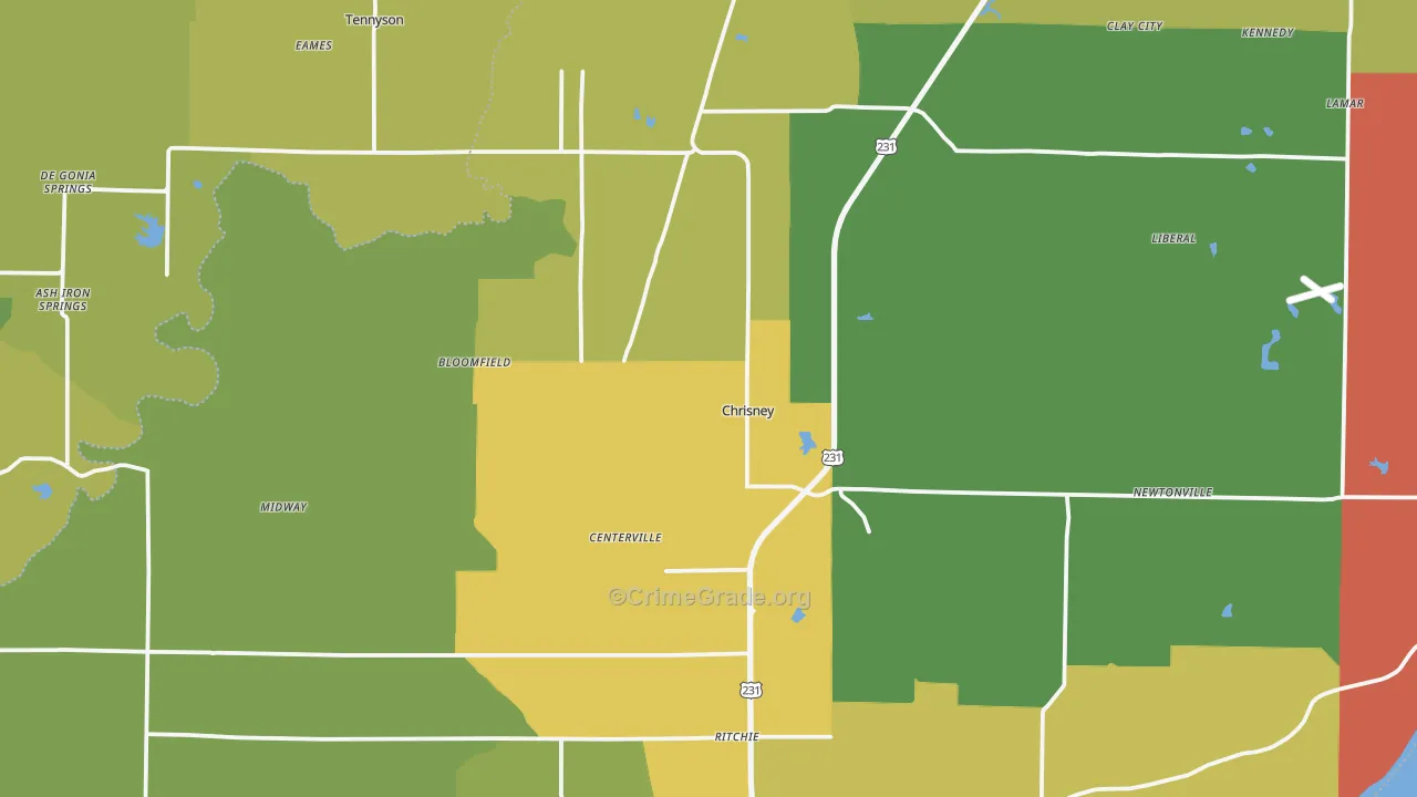 Chrisney, IN Map of Murder Rates