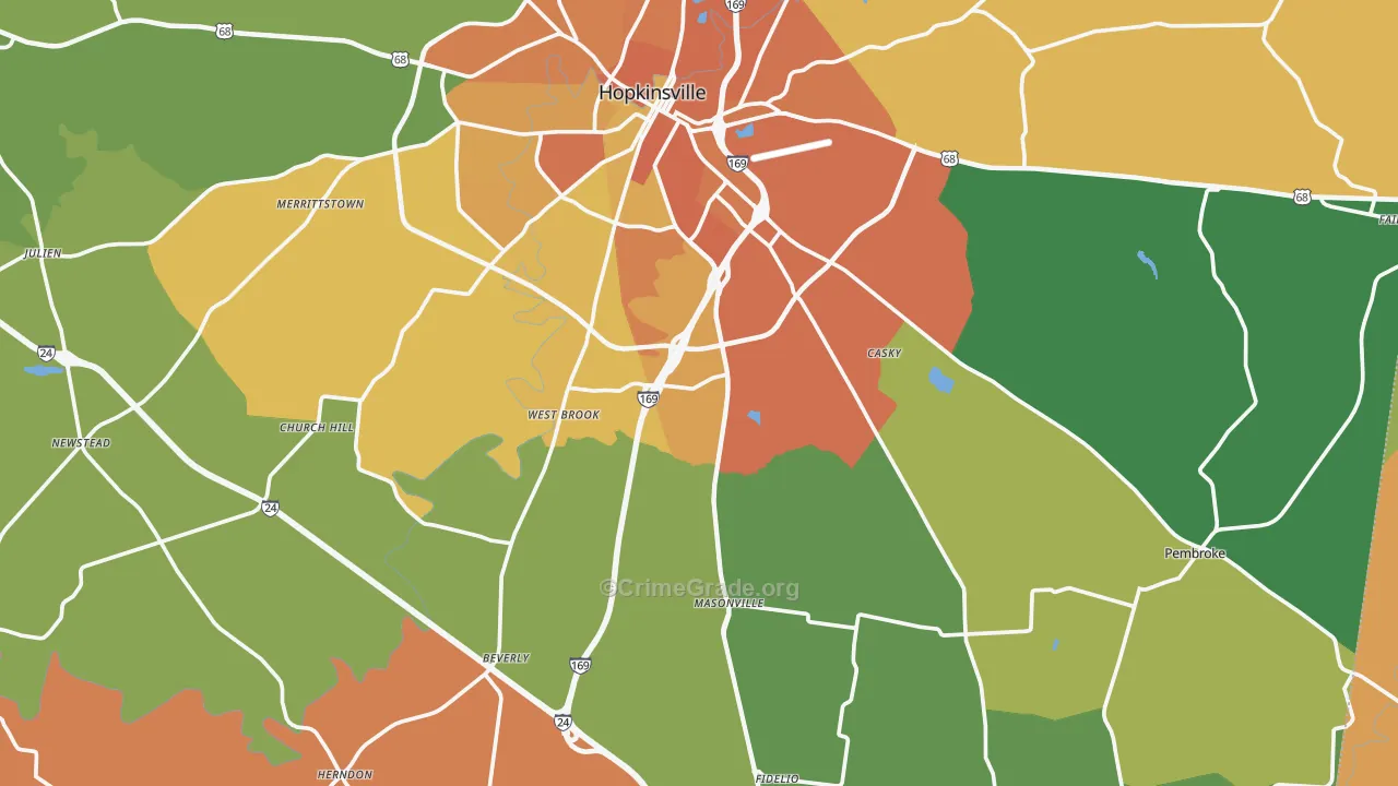 Christian County, KY Map of Murder Rates
