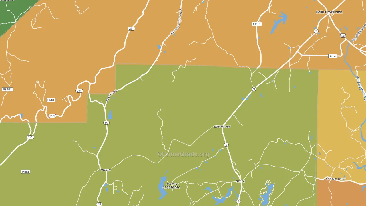 Christiana, AL Map of Murder Rates