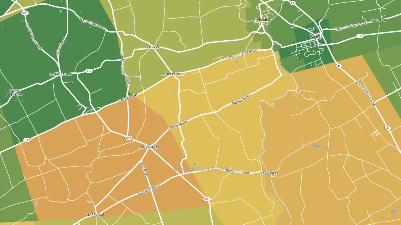 Christiana, PA Map of Murder Rates