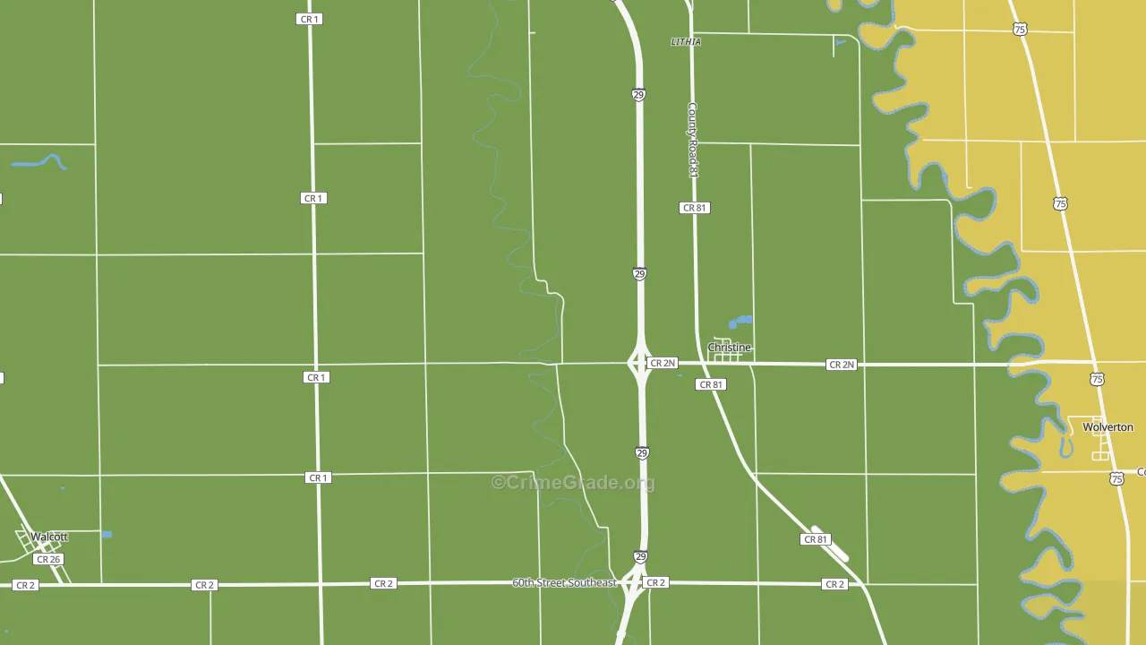 Christine, ND Map of Murder Rates