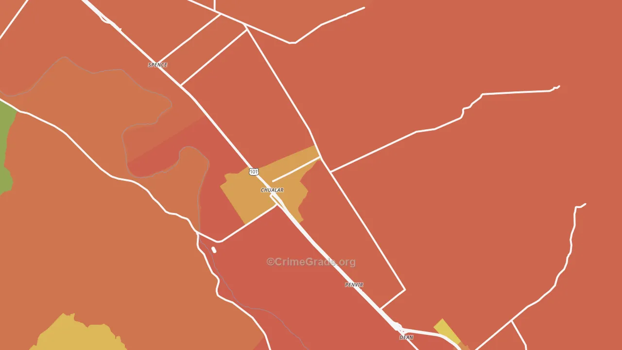 Chualar, CA Map of Murder Rates
