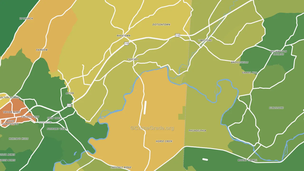 Chuckey, TN Map of Murder Rates
