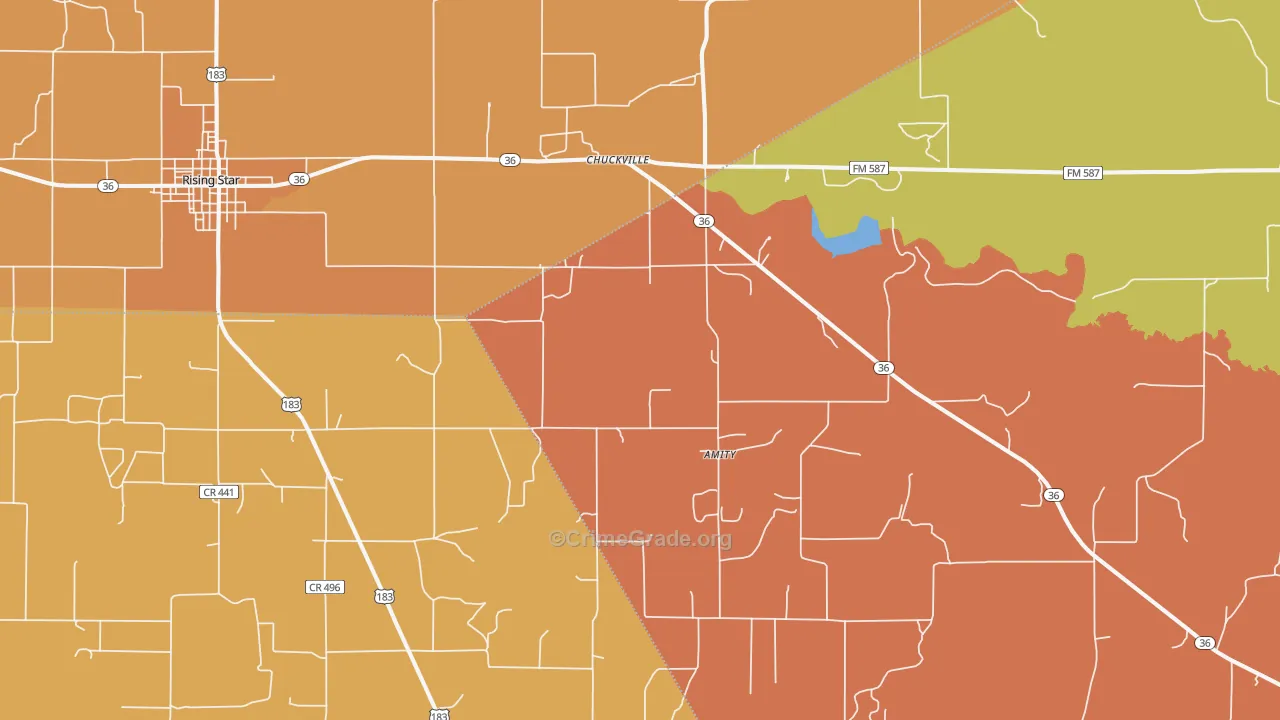 Chuckville, TX Map of Murder Rates