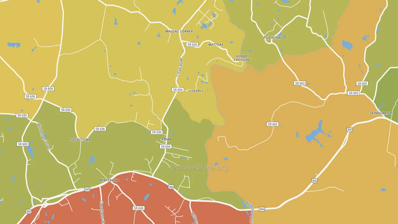 Chula, VA Map of Murder Rates