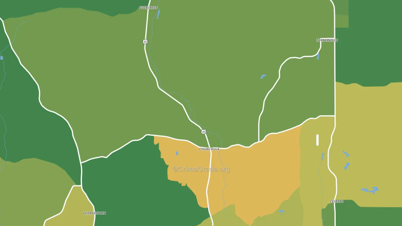 Chunchula, AL Map of Murder Rates