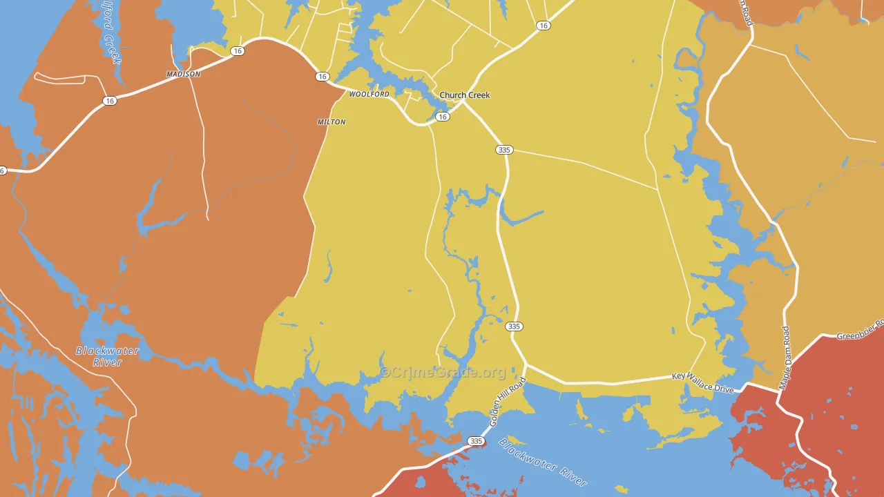 Church Creek, MD Map of Murder Rates