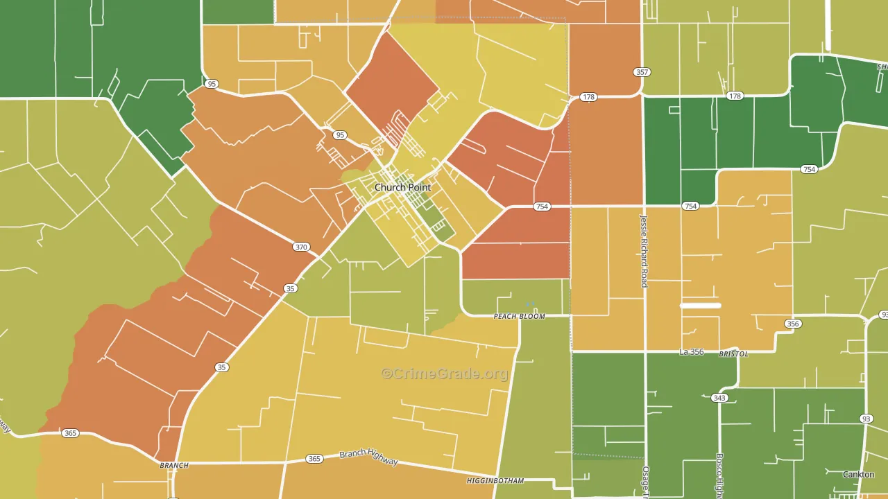 Church Point, LA Map of Murder Rates