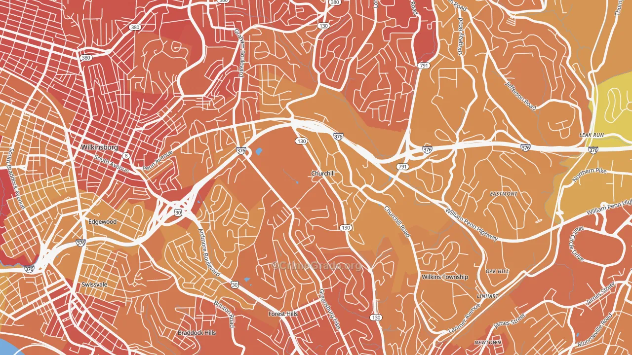 Churchill, PA Map of Murder Rates