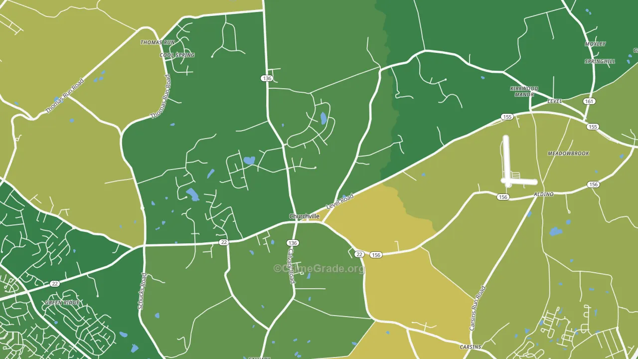 Churchville, MD Map of Murder Rates
