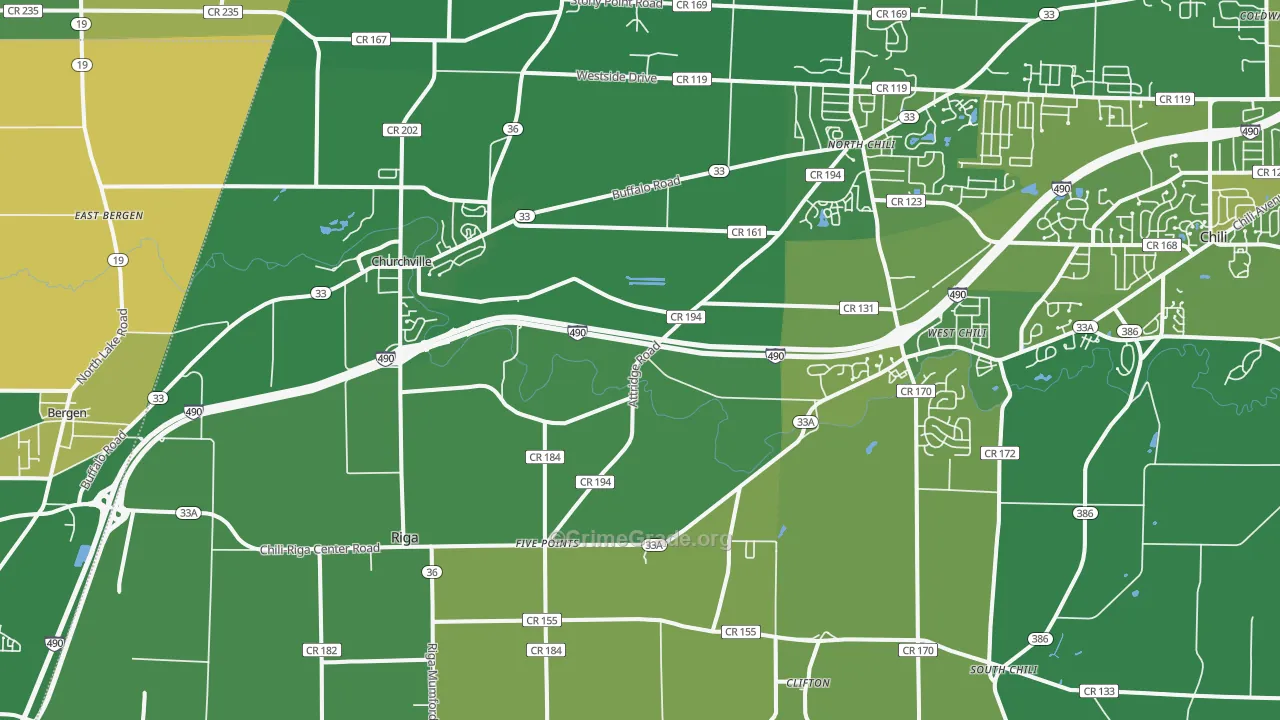 Churchville, NY Map of Murder Rates